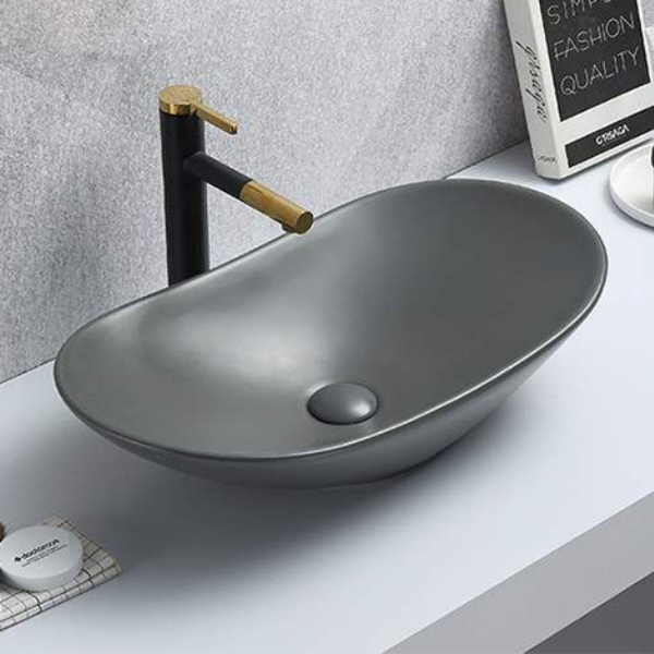 Ovalni nadgradni umivaonik tamno sivi mat 630353 - Sanoterm