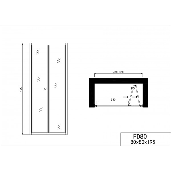 Sklopiva vrata Elite krom 80cm / 90cm - Slika 3